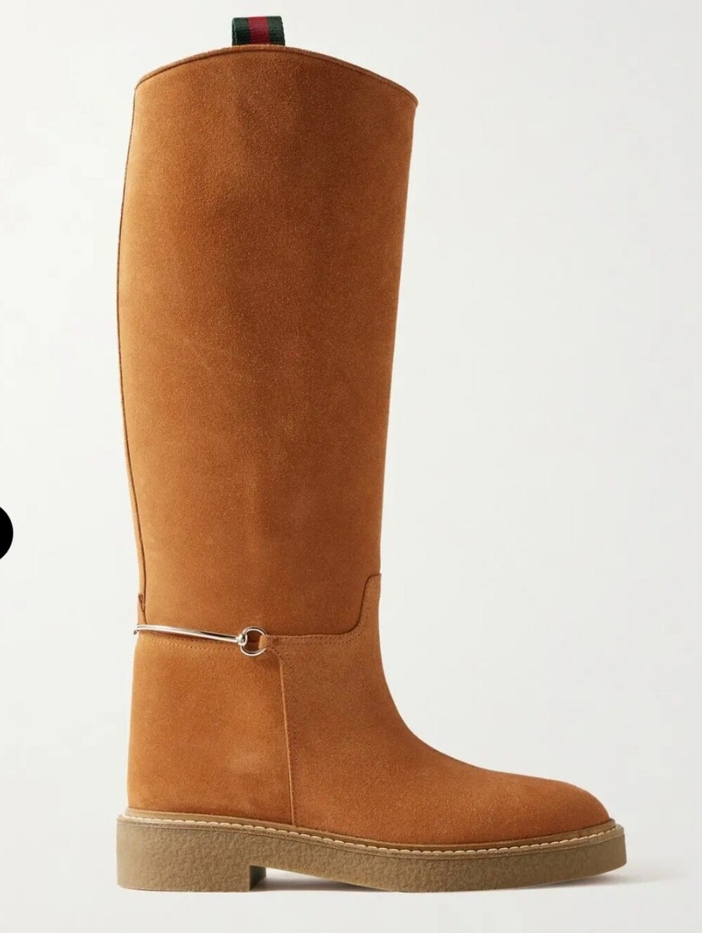 $2,500 Gucci Edith Equestrian Knee High Boots Horsebit Cognac Suede 39.5 US 9.5